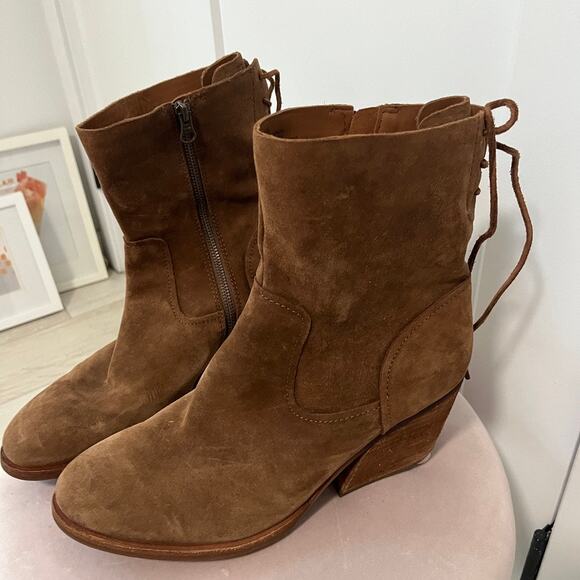 Kork-Ease Brown Leather Heeled Ankle Booties Size 11 - Picture 5 of 8